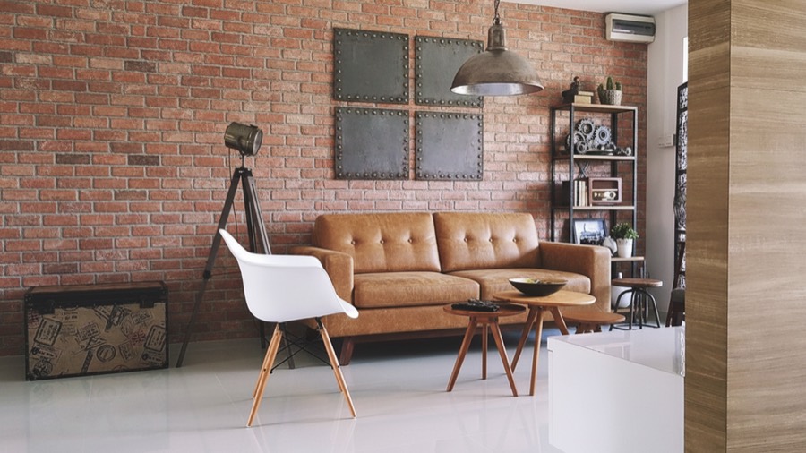 The same room redesigned in industrial style